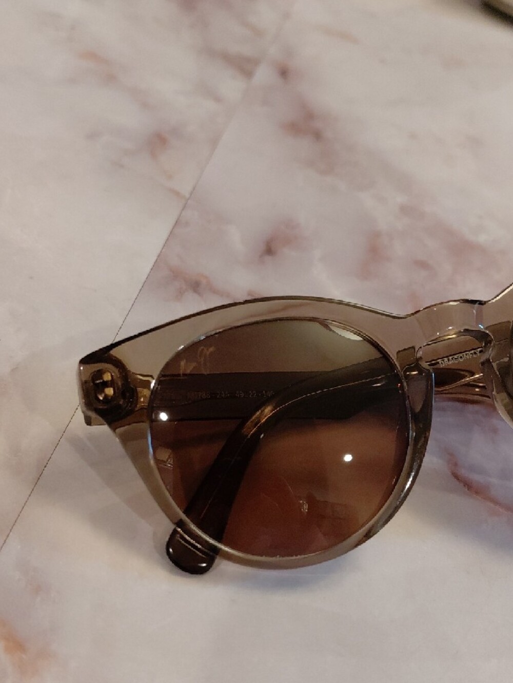 Maui Jim Round Sunglasses in Translucent Tan Frame with Brown Lenses - Picture 4 of 10